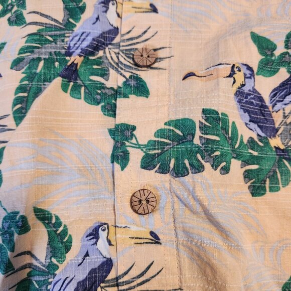 Caribbean Hawaiian Shirt Short Sleeve Tropical Toucans Birds Floral Mens XXL 2XL - Picture 6 of 12